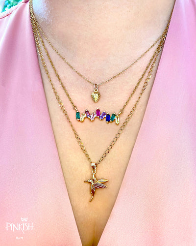 Happy Rainbow Baguette Bar Necklace